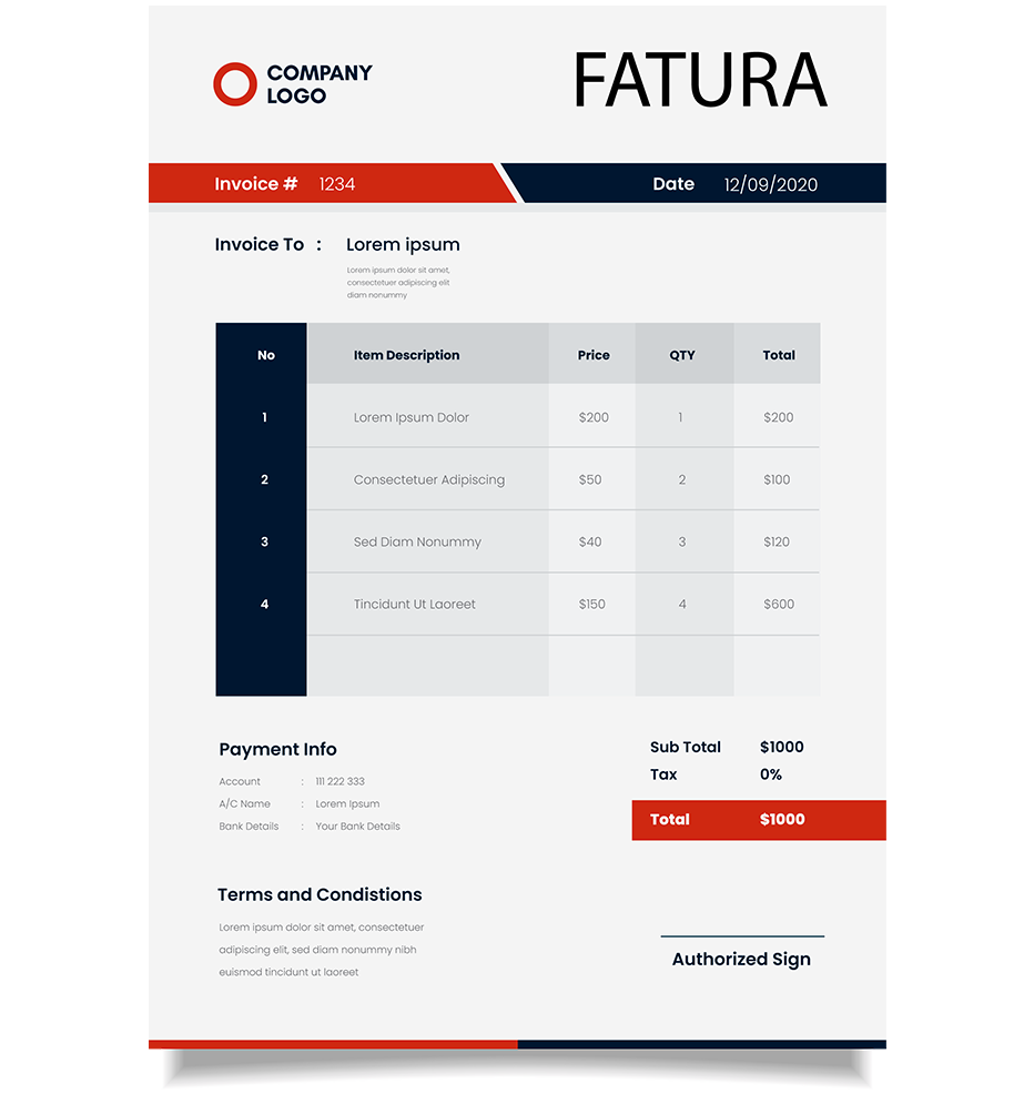 Örnek Fatura Tasarımı